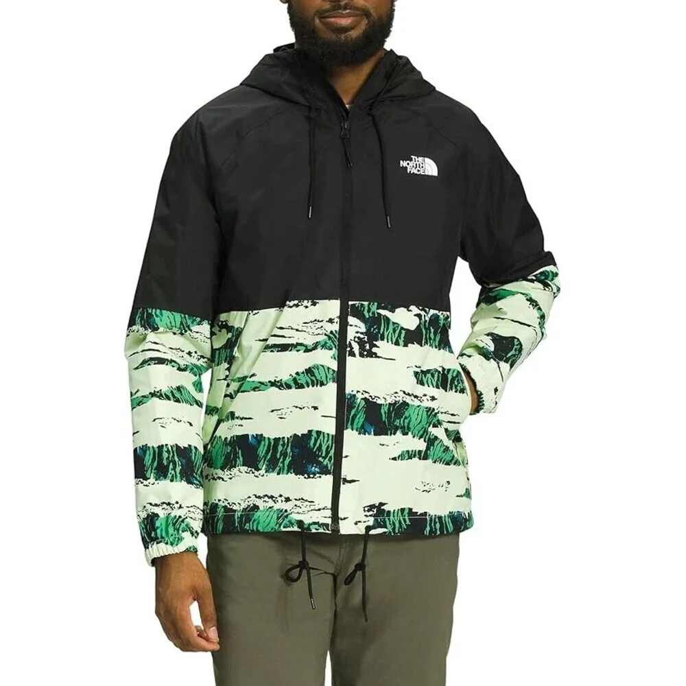 The North Face Antora Rain Jacket Mens 2XL TNF Black Camo Full Zip Hooded ASM292